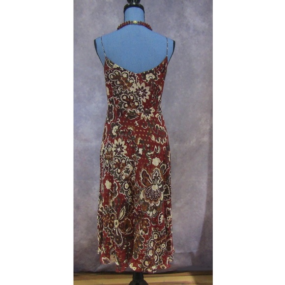 Ann Taylor 100% Silk Red Gold Glitter Slip Dress - Picture 3 of 6